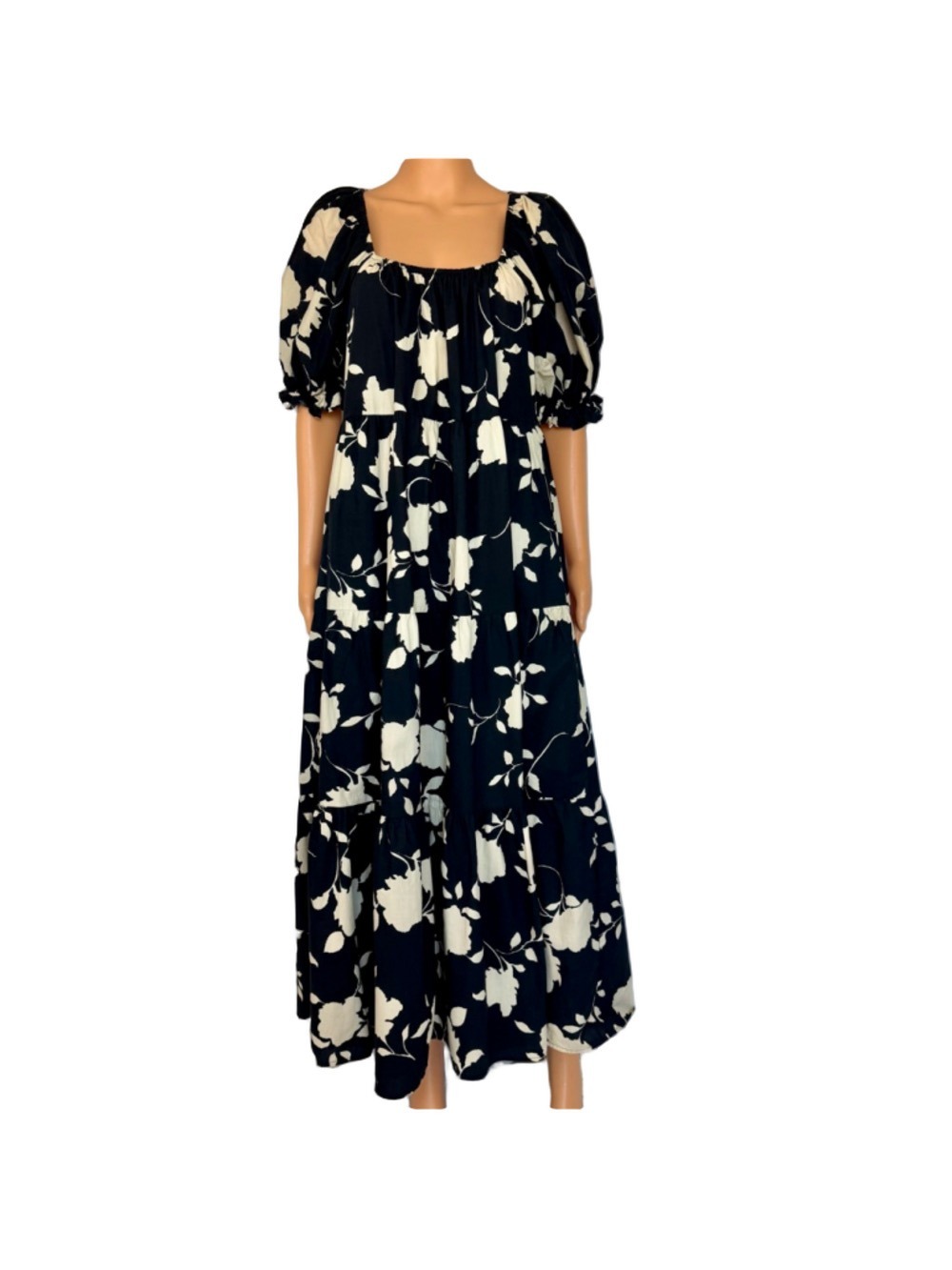 Sofie The Label Maxi Floral Dress Women's Small Black White Tiered